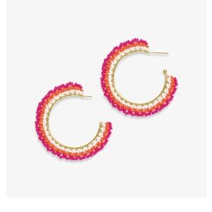 Ink and alloy colorful Beaded Hoop Earrings